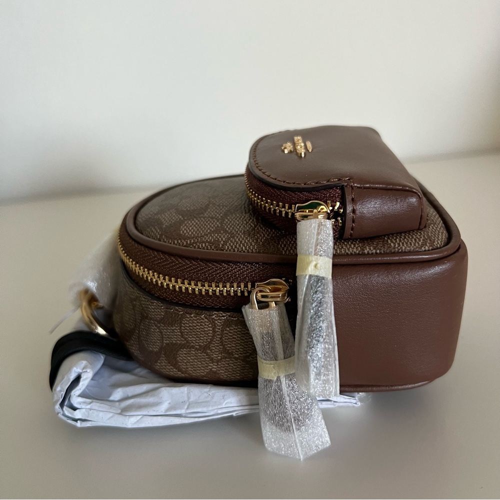 Coach Brown Signature Mini Key & Card Holder - Picture 2 of 13